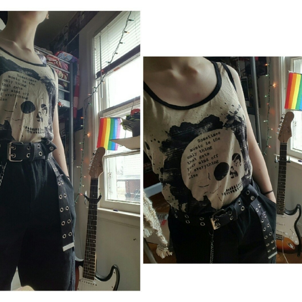 Black/tan racerback (Black Matter) from Hot Topic.
